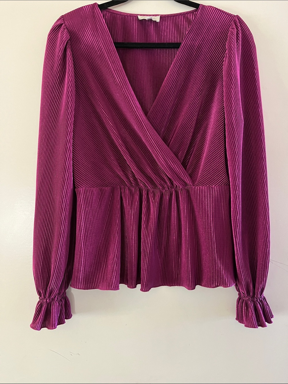 Chenault Pleated Wrap Blouse in Magenta Pink